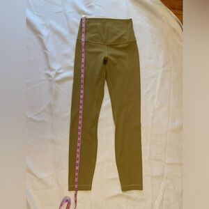 Lululemon Athletica Olive Green Leggings with High Waist and Side Stripe